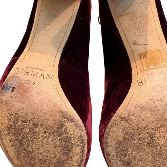 Alexandre Birman Kyle Velvet Mary Jane Block Heels Pumps Burgundy, EU 38.5/8.5 - Picture 15 of 15